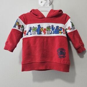 Vintage Sesame Street Cookie Monster Elmo Red Sweatshirt Hoodie Size 0-3 months